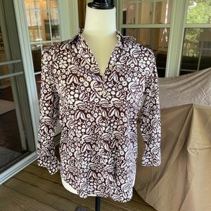 Ralph Lauren brown and white button down shirt